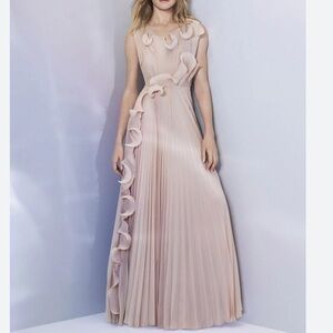 H&M Conscious Exclusive Pleated Ruffle Maxi Dress - Sz. 4